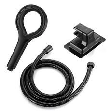 MONACO OLIVE 無縫強力水柱蓮蓬頭 Sonak B + 軟管 + 角度調節支架套組, 黑色, 1個