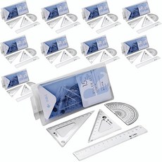 市集風格三角尺量角器組, 藍色, 10套