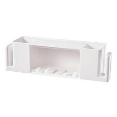 Hanbomnuri 免鑽孔漱口杯隔板牙刷架 寬版5孔, 白色, 1個