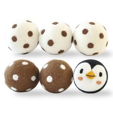尼泊爾製造紐西蘭羊毛烘衣球 7cm 50g 6顆組, 丁丁巧克力，丁丁巧克力，丁丁巧克力，巧克力，巧克力，企鵝, 1組