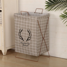 타미나요 편리한 깔끔한 빨래바구니, 체크그레이