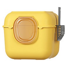 Gaekwacheonsun 貓咪全罩式貓砂盆 + 貓砂鏟, 1個, 芒果黃