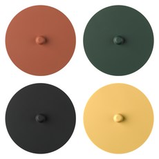 FLaiTO 韓國製矽膠南瓜杯蓋, 葡萄柚橘 + 獵人綠 + 黑色 + 芥末黃, 1套