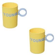 더자카 비비드톤 심플 욕실 양치컵, 옐로, 2개