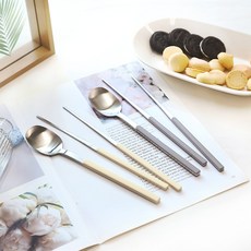 Bogen Armand 霧面雙人湯筷組, 湯匙 2p + 筷子 2p, 1套, 香草色, 灰色