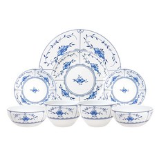 Tettau Amina Bloom 雙人韓式餐具組 8入, 飯碗 2p + 湯碗 2p + 小菜碟 2p + 餐盤 + 19cm 圓盤, 1套