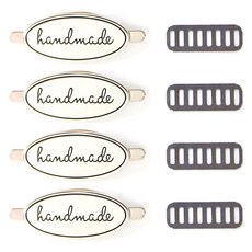 니뜨 타원 핸드메이드 금속라벨, 실버, 4개