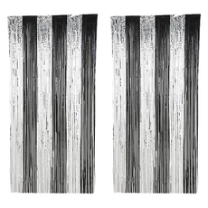 正月市集 雙色生日派對掛簾 1 x 2 m, 銀黑色, 2個