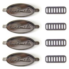 Knitt 4 個橢圓形手工金屬標籤一套, 黑鎳, 4個