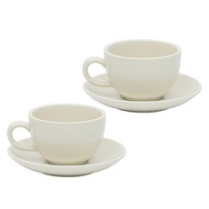 MAISON OBJET 勞倫斯咖啡杯 + 杯碟 雙人組, 1套, 奶油白