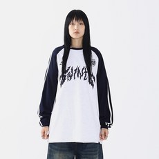 세인트페인 남녀공용 메탈 레글런 롱슬리브 면 오버핏 티셔츠