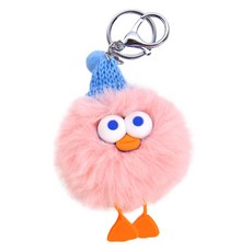 니뜨 폼폼 먼지 인형 키링, 12cm, 핑크, 1개