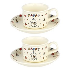 plala 生日咖啡杯 + 杯墊套組, 快樂小狗, 2套