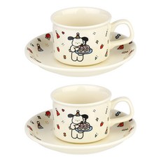 plala 生日咖啡杯 + 杯墊組, 黑色小狗, 2套