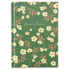 Monolike Olivia Flowers 精裝橫線筆記本, 1個, 綠色