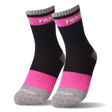 레노마 여성용 스포츠 등산 긴목 양말 2족 세트 REW-25, 블랙, 1세트