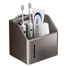 生活共感 強力吸附附著式牙刷架 刮鬍刀架 牙膏架 小型, 1個, 灰色