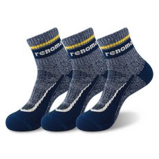 renoma 男性運動緩震登山中筒襪 3雙組, 海軍藍