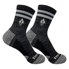 mont-bell 女款全足壓力條紋氣墊中筒登山襪, 炭灰色, 2雙