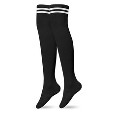 Crocodile 鱷魚 女款高爾夫無緩衝環紋過膝襪 CD215, 黑色, 1個