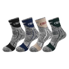 Crocodile 鱷魚 男款運動緩震登山精梳棉中筒襪 4雙組 CD302, 黑色 + 藍色 + 可可色 + 綠色, 1套