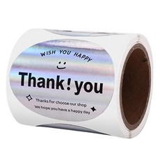 Maket Gamseong 甜點 Thank You For You 圓形貼紙, 銀色, 4個