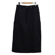 시크블랙 리구나 뒷트임 카고 포켓 일자 밴딩 롱 스커트 cpsk6701k48