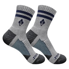 mont-bell 男款緩衝登山襪 2雙組, 灰色, 1組