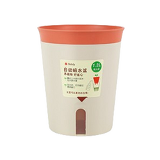 TELSLY 더블 레이어 플라스틱 화분 + 받침, 오렌지, 1개
