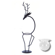 세컨드베스트 식물 스탠드 철제 꽃꽂이 장식품 + 유리병 세트, NO 01, 1개