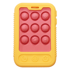 Nuby 按壓泡泡手機造型固齒器, 1個, 黃色, 單品