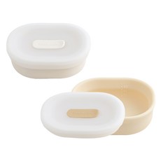 TACKAON 123 矽膠配料碗 2款 + 蓋子 2款 套組, 配料碗 2款 + 蓋子 2款, 1套, 象牙白, 黃色