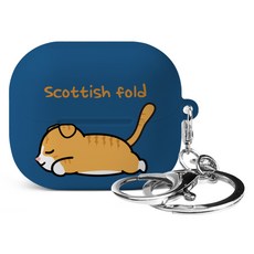 Imooi Koja 三星 Galaxy Buds3 Buds3 Pro 硬殼耳機保護殼 + 鑰匙圈套組, 蘇格蘭摺耳貓, 1套, 單一商品