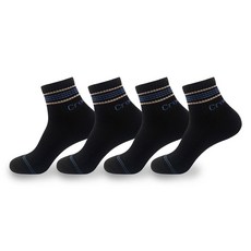 크로커다일 남성용 스포츠 쿠션 링글 중목 양말 4족 세트 CD352, 블랙, 1세트