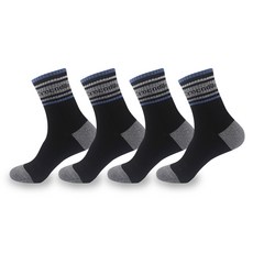 Crocodile 鱷魚 男士運動緩震羅紋長筒襪 4雙組 CD351, 1套, 黑色