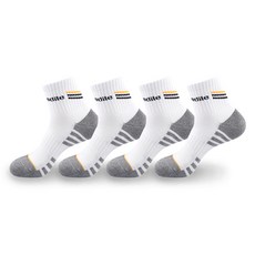 Crocodile 鱷魚 男士運動氣墊線條中筒襪 4雙組 CD353, 1套, 白色