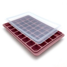 矽膠方形40格製冰盒, 深粉色, 1個