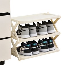 EVER HOUSE 多用途可折疊鞋架 鞋子整理架 3層, 1個, B款 象牙白
