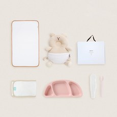 젤리맘 유아용 출산선물 5종세트, 곰(머리쿵), 핑크(식판), 베이비핑크(스푼), 1세트