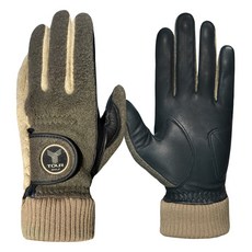 TourGolf 男性用羊皮Ultra Heat冬季高爾夫手套 雙手用 TGM-13, 卡其米色, 1個
