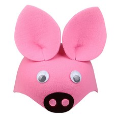 Kingsroad 趣味生日活動派對帽 萬聖節動物粉紅豬帽 不織布, 1個, 混合顏色