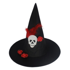Kingsroad 趣味生日活動派對帽 萬聖節紅色亮片骷髏帽 不織布, 1個, 紅色