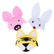 Kingsroad 趣味生日派對萬聖節活動 不織布動物帽 3件組 B, 1個, 混合色