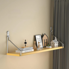 Younco 室內裝潢原木壁掛層架, 橡木色, 1層