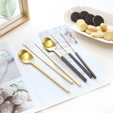 Bogen 亞芒金色雙人2套餐具組, 香草, 黑色, 湯匙 2p + 筷子 2p, 1套