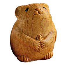 Homeflow可愛俏皮十二生肖12生肖動物原木雕像, 鼠