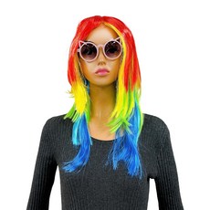 파티공구 롱 파티가발, 레인보우, 1개