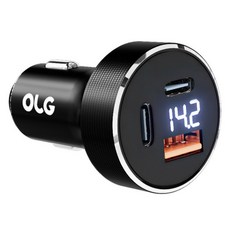Olg Triple 點煙器 C2 100W 車用高速充電器, OLGB010, 黑色