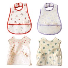 와이엠마마 유아용 방수 턱받이 4종 세트, 일반형 체리베어, 일반형 앨리스, 조끼형 하트, 조끼형 공룡, 1세트