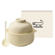 MUGUWAGU SHUMYUNG 陶瓷蓋 + 泡麵碗 + 湯匙組 HTC534, 1套, 乳白色